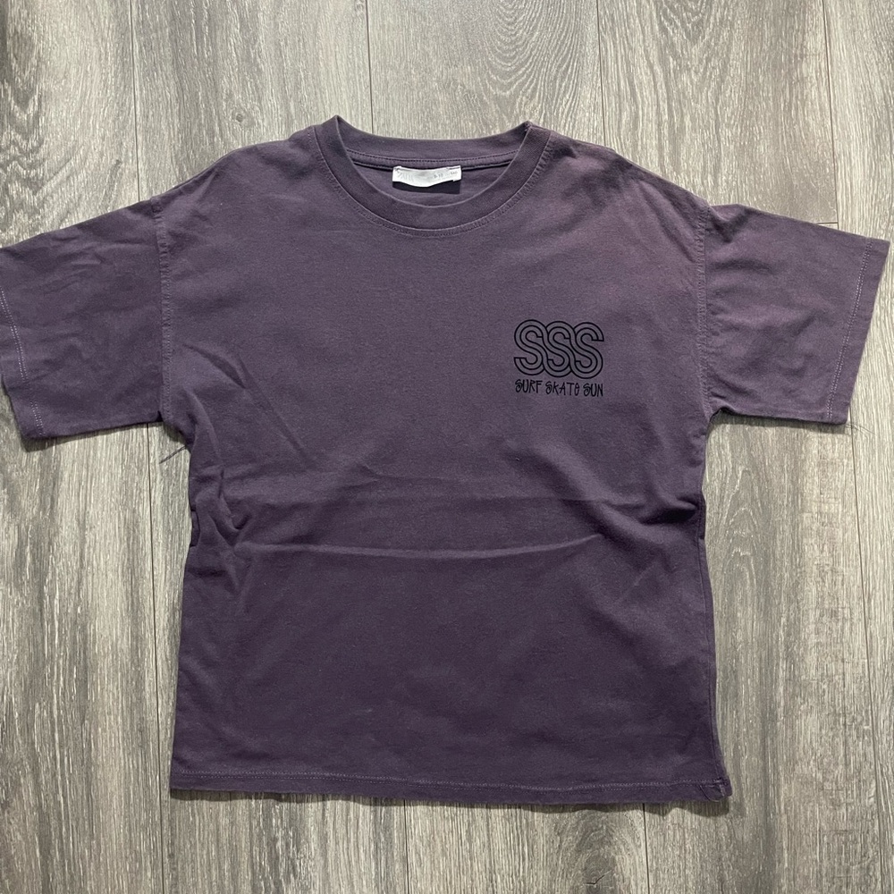 Zara Purple Short Sleeve Tee Relaxed Fit